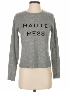 Milly Gray 'HAUTE MESS' Crewneck Cashmere Sweater